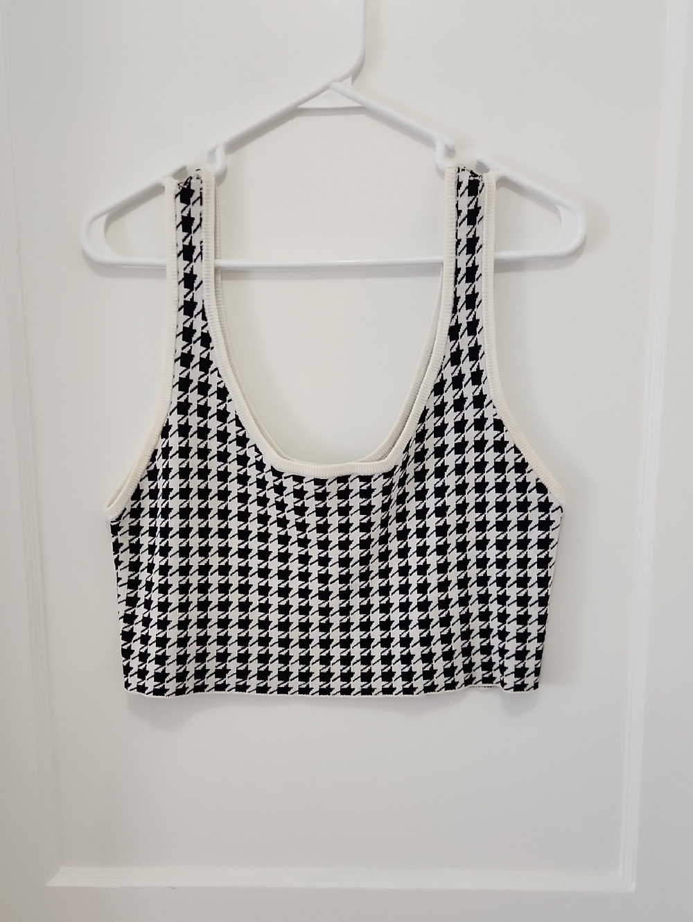 Garage Houndstooth Knit Crop Tank Top Size Large
